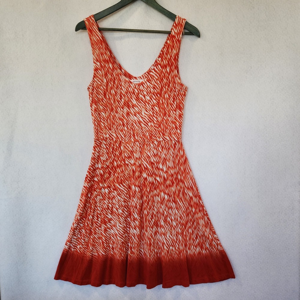 Athleta Womens S Orange Reef Print Fit Flare Midi Sundress Abstract Athletic‎